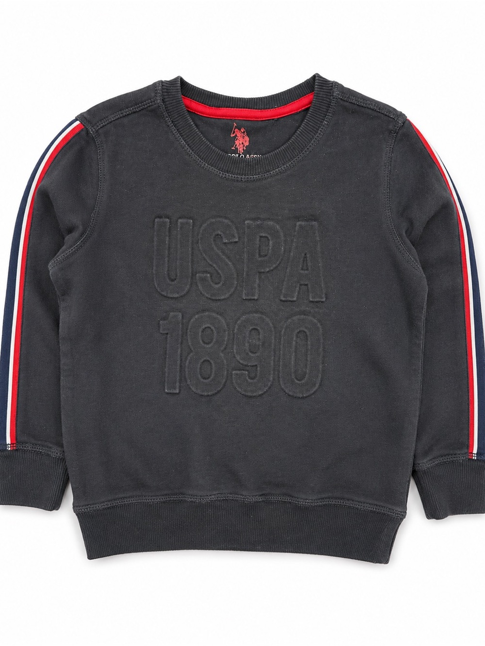 U.S. Polo Assn. Black Sweatshirt with Red Logo Trim